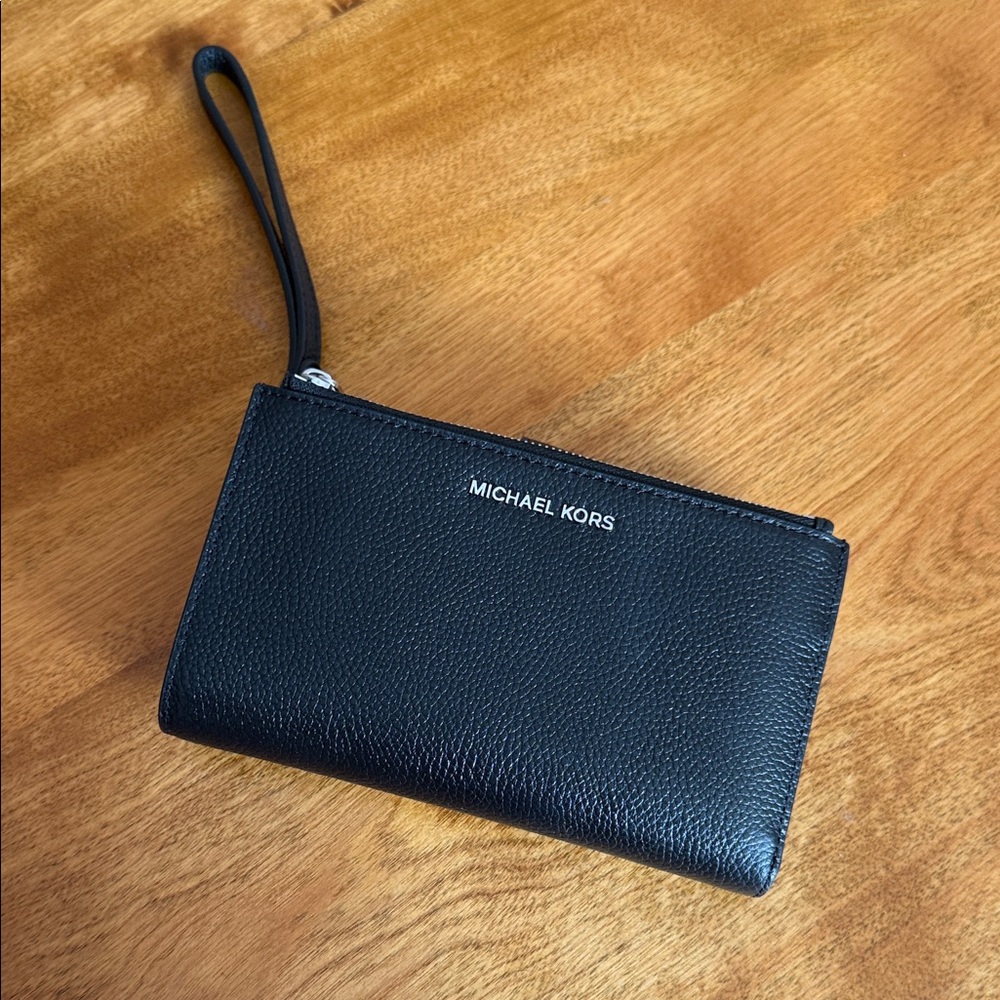 Michael Kors Black Pebbled Leather Wristlet